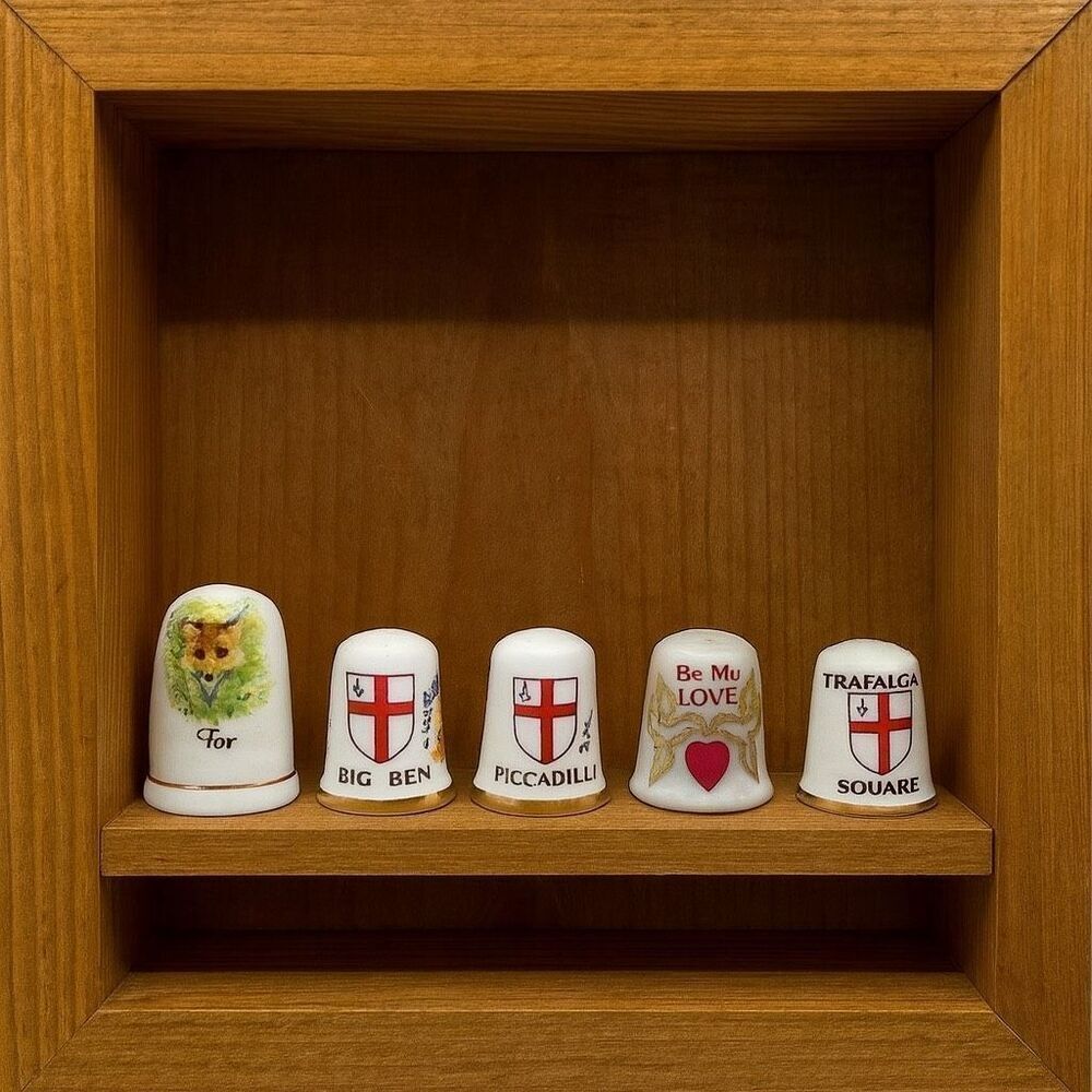 Vintage souvenir thimbles set of 5.
